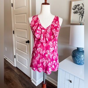 Pink Sleeveless Ruffle Top